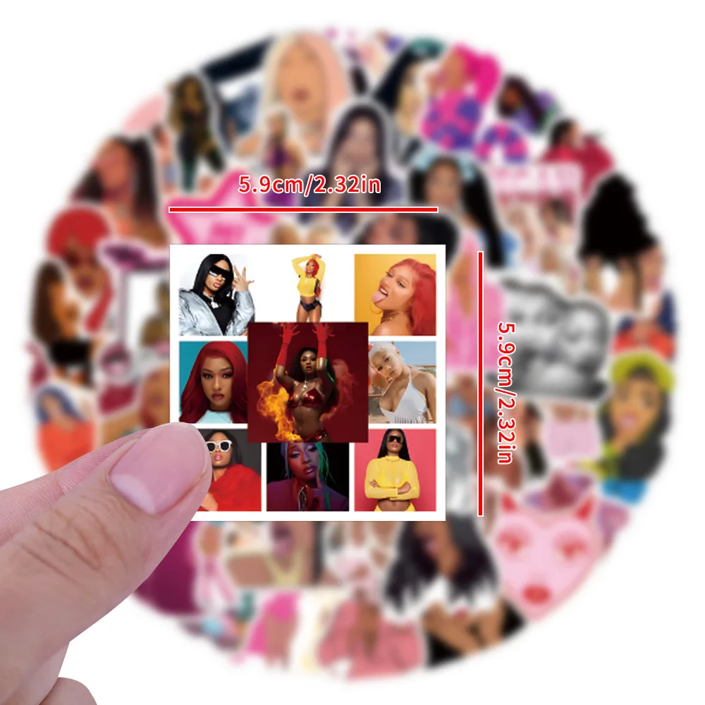 

10/30/55PCS Singer Megan Thee Stallion Sticker Cartoon Graffiti Decorative Skateboard Phone Case Water Cup Waterproof Decal