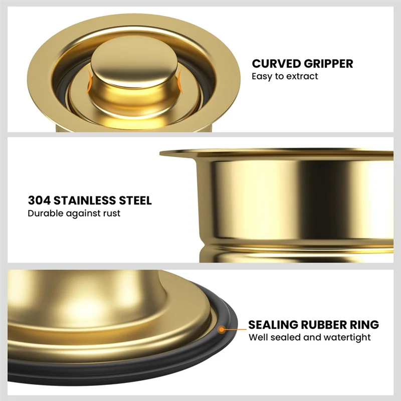 

J1UL1N Sink Garbage Disposal Flange And Stopper, Universal Flange Fit For 3-1/2 Inch Standard Sink Drain Hole, Sink Accessories