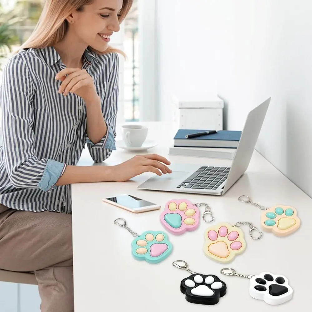 Cute Mini Cat Paw Fidget Toys Clicker Cartoon Kawaii Clicker Fidget Keychain Sensory Waiting Time