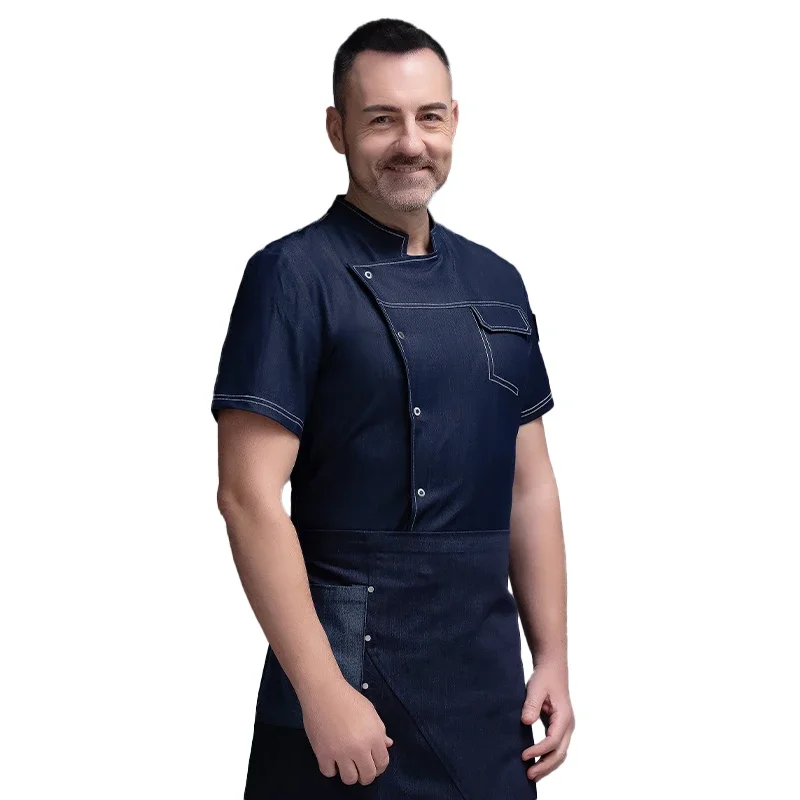 調理ジャケット半袖シェフ制服ベーカー作業服ウェイターレストランホテル服シェフシャツ男性用クックコート
