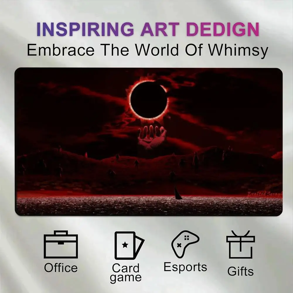 Horror Red Eclipse Giant Hand TCG Playmat, Waterproof Wear-resistant Non-slip Rubber Large Desk Mat, Smooth Gaming Mouse Pad