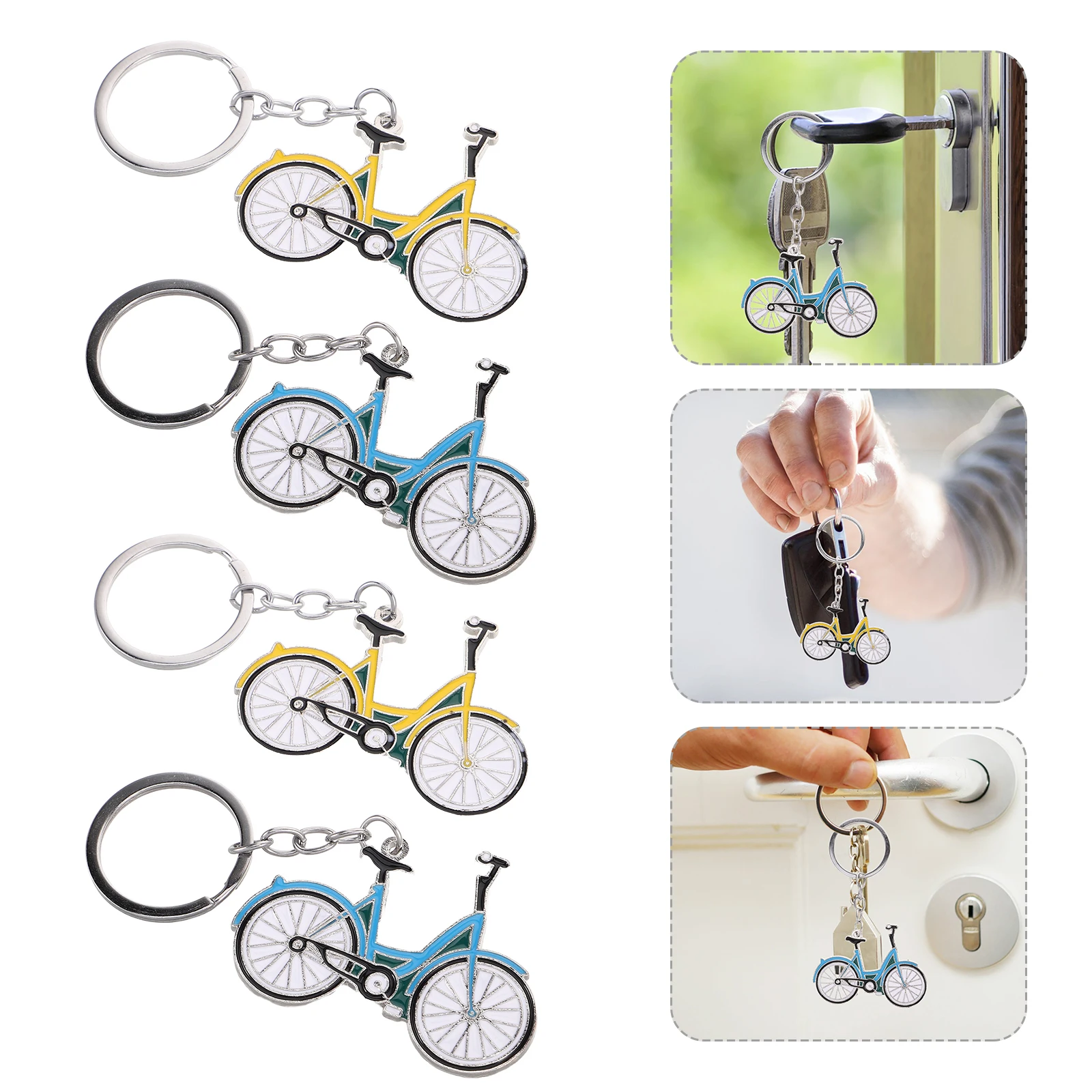 

8 Pcs Fashionable Bicycle Keychain Chains Pendant Metal Bike Charms for Backpack Student