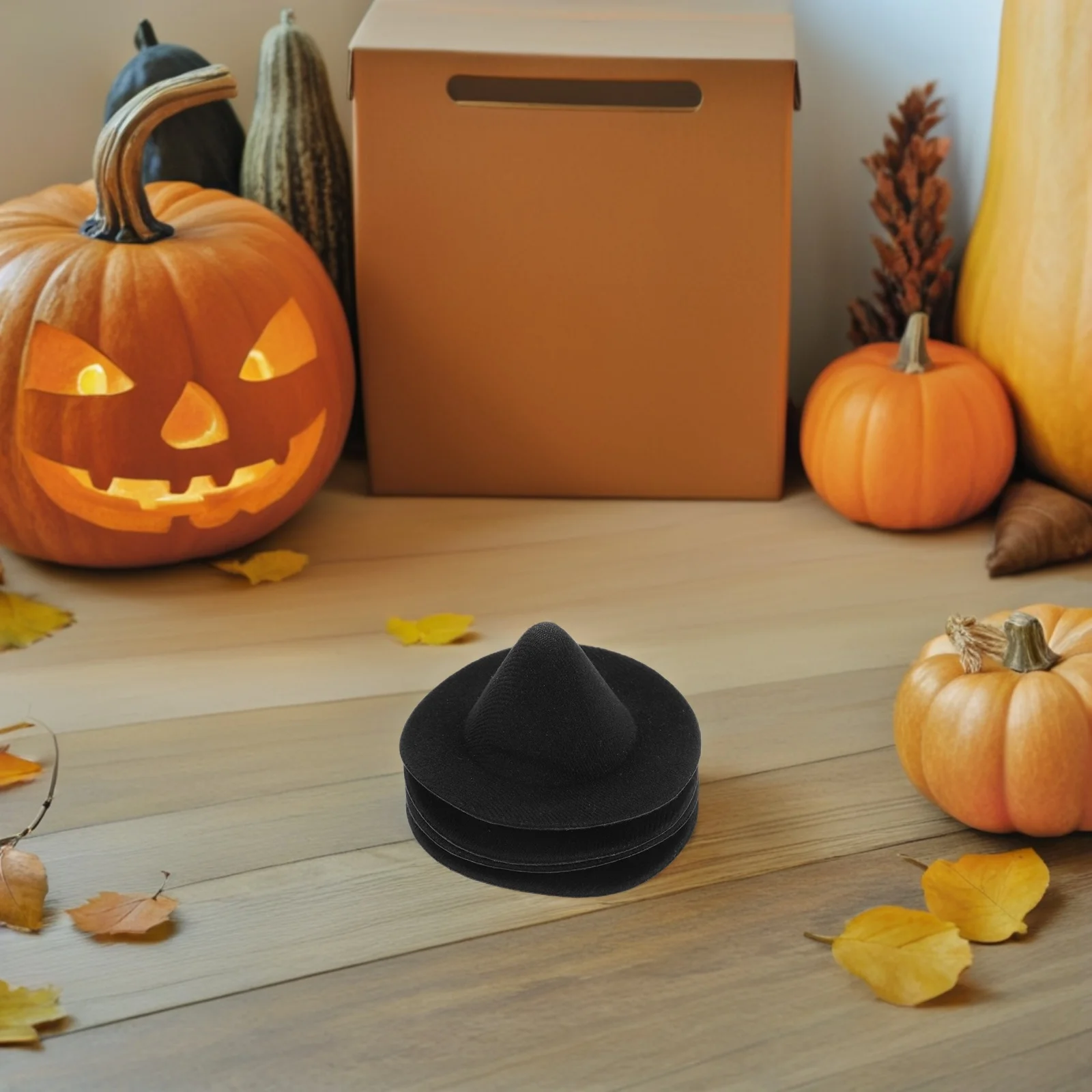 

4Pcs 10cm Small Halloween Witch Hats Wizard Caps for DIY Projects Party Supplies Cake Toppers Home Office Festive Decor