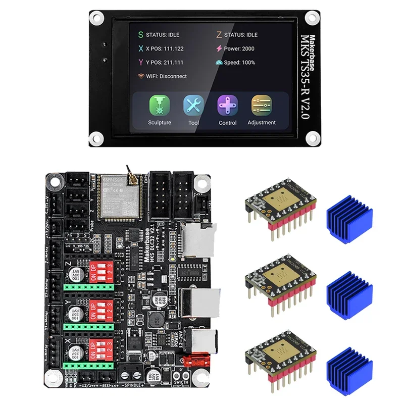 Imagem -04 - Makerbase-mks Dlc32 Placa de Controle 32bit Motherboard Esp32 Wifi Ts24 Ts35 Tela Tmc2209 Driver para Máquina de Gravação a Laser Cnc