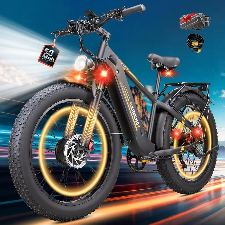 8000W Peak Dual Motor Ebike for Adults, Max 50 MPH Fast Electric Bike, 52V 1352Wh Built-in Battery 100 Miles, Adjustable Stem, L image 1