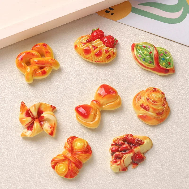 10pcs new Simulated Bread Foods Resin Cabochon Flatback for DIY Decoration Accessories Wholesale Ornament Bulk Supplier