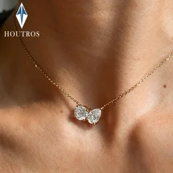 1CT Round & Teardrop Moissanite Pendant Necklace for Women 925 Sterling Silver 18k Gold Plated Neck Chain Wedding Jewelry GRA