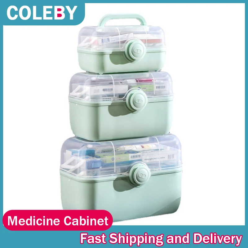 Medicine Cabinet Household Two Layer Large Capacity Portable Medical Care Home Medical Storage Box Medicine Chest