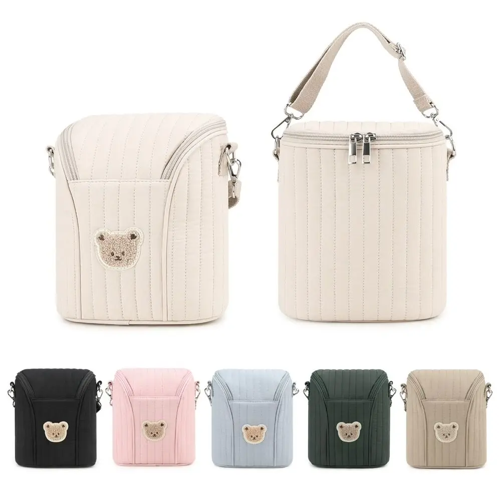 

Новая сумка-холодильник для грудного молока с медведем и ручкой из чистого хлопка, портативный изолированный холодильник для детских бутылочек для детского сада на открытом воздухе