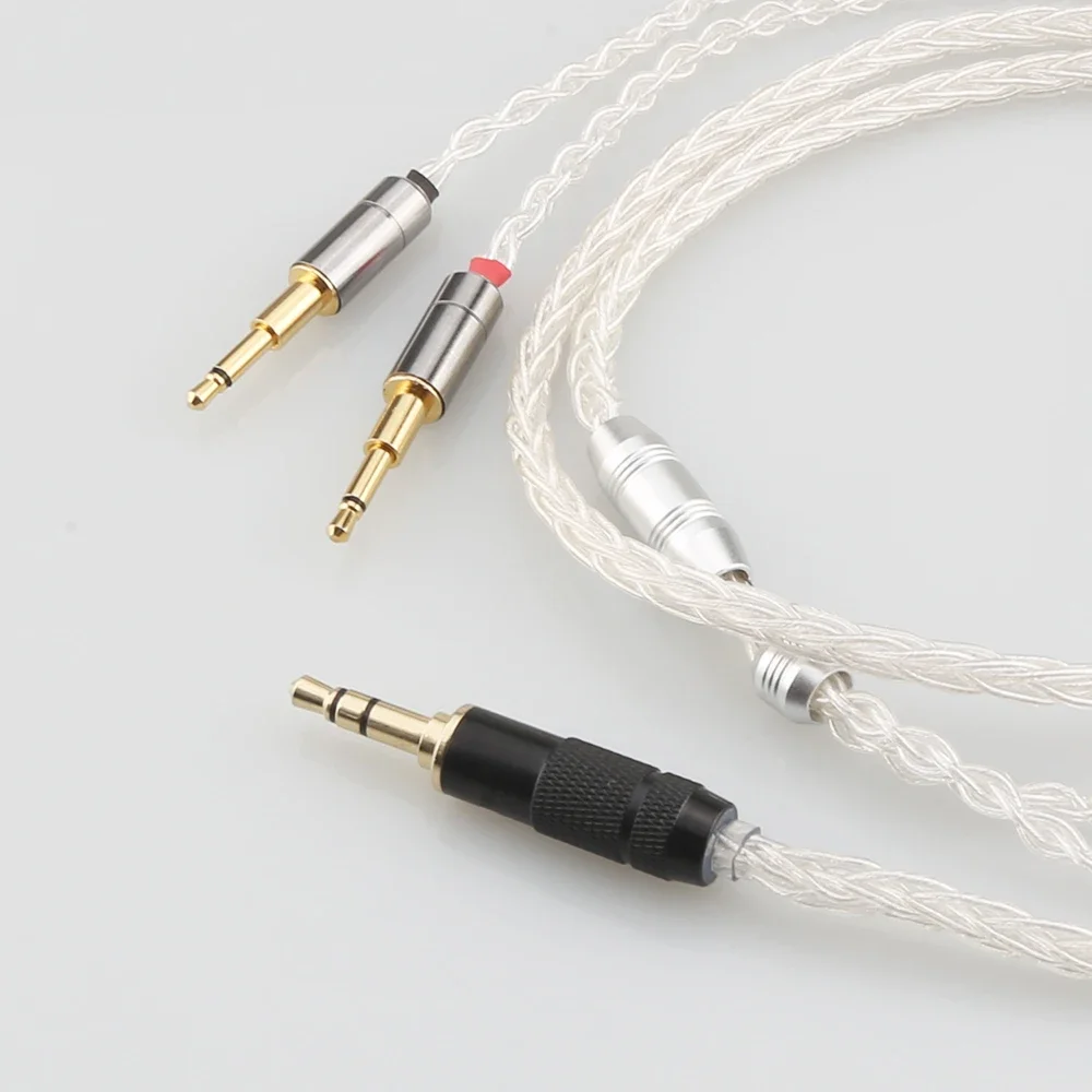 كابل ترقية سماعة الرأس HiFi 3.5 ملم ستيريو 8core مطلي بالفضة لهاتف oppo PM-1 PM-2