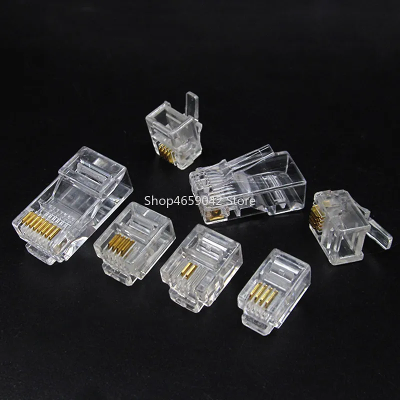 20/50/100Pcs RJ11 6P2C 6P4C 6P6C Crystal Heads  RJ45 8P8C Telephone Internet Modular Plug Jack Network Connector