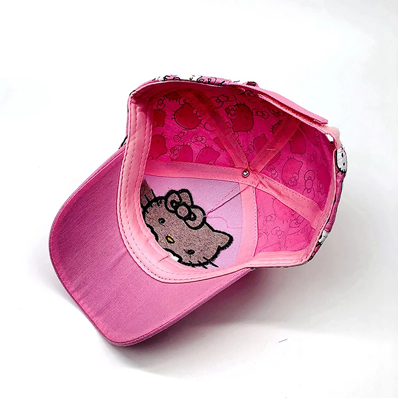 Cute Hello Kitty Girls Baseball Cap 2024 Spring Autumn Baby Cartoon Hats Children\'s Sun Caps Kids Outdoor Hat Bonnets Beach Hats