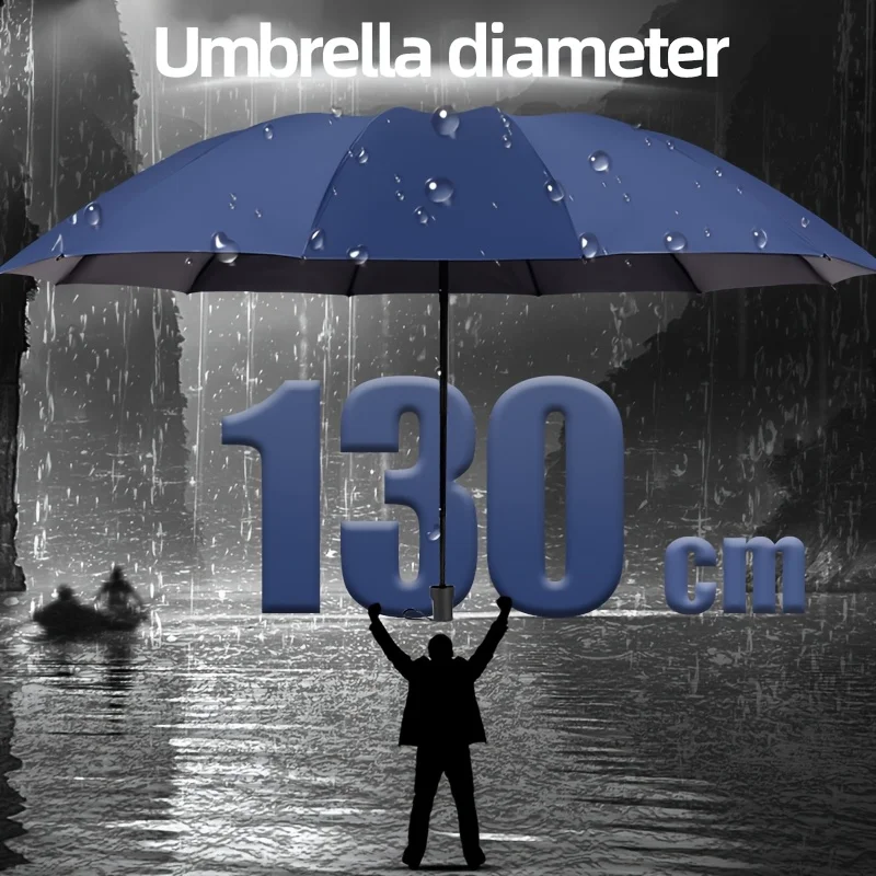 Supergroßer 130 cm großer, faltbarer Business-Regenschirm für Herren, winddicht, stark, wasserdicht, sonnenbeständig, UV-Schutz, große Regenschirme