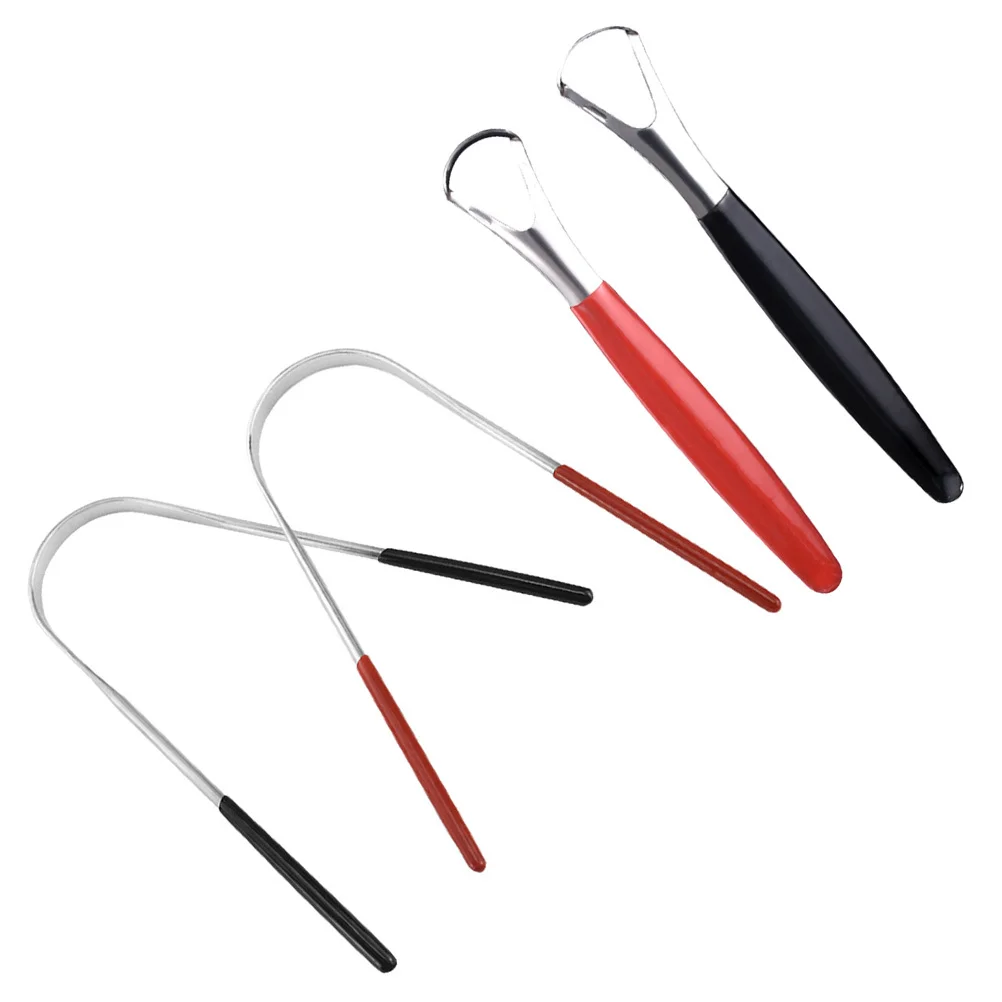 4 قطعة منظفات اللسان مجموعة تنظيف الفم خفيفة الوزن المحمولة تحسين التنفس تصميم مريح مكشطة اللسان #2