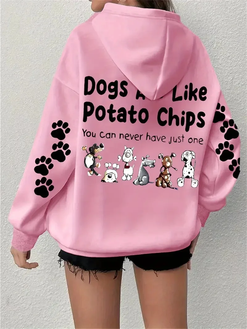 

Осенне-зимняя толстовка с капюшоном Y2K, тема любителя домашних собак с героями мультфильмов, INS, ленивый стиль, американский уличный женский и детский топ большого размера