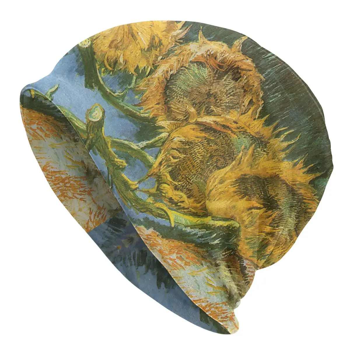 SunFlower Vincent Van Gogh Painting Women's Beanies Printed Chemotherapy Pile Outdoor Turban Breathable