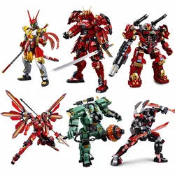 SLUBAN New Armored Samurai Mech Robot Classic Model DIY Action Figure Building Blocks Sets Bricks Assemble Childrens Toys Gifts