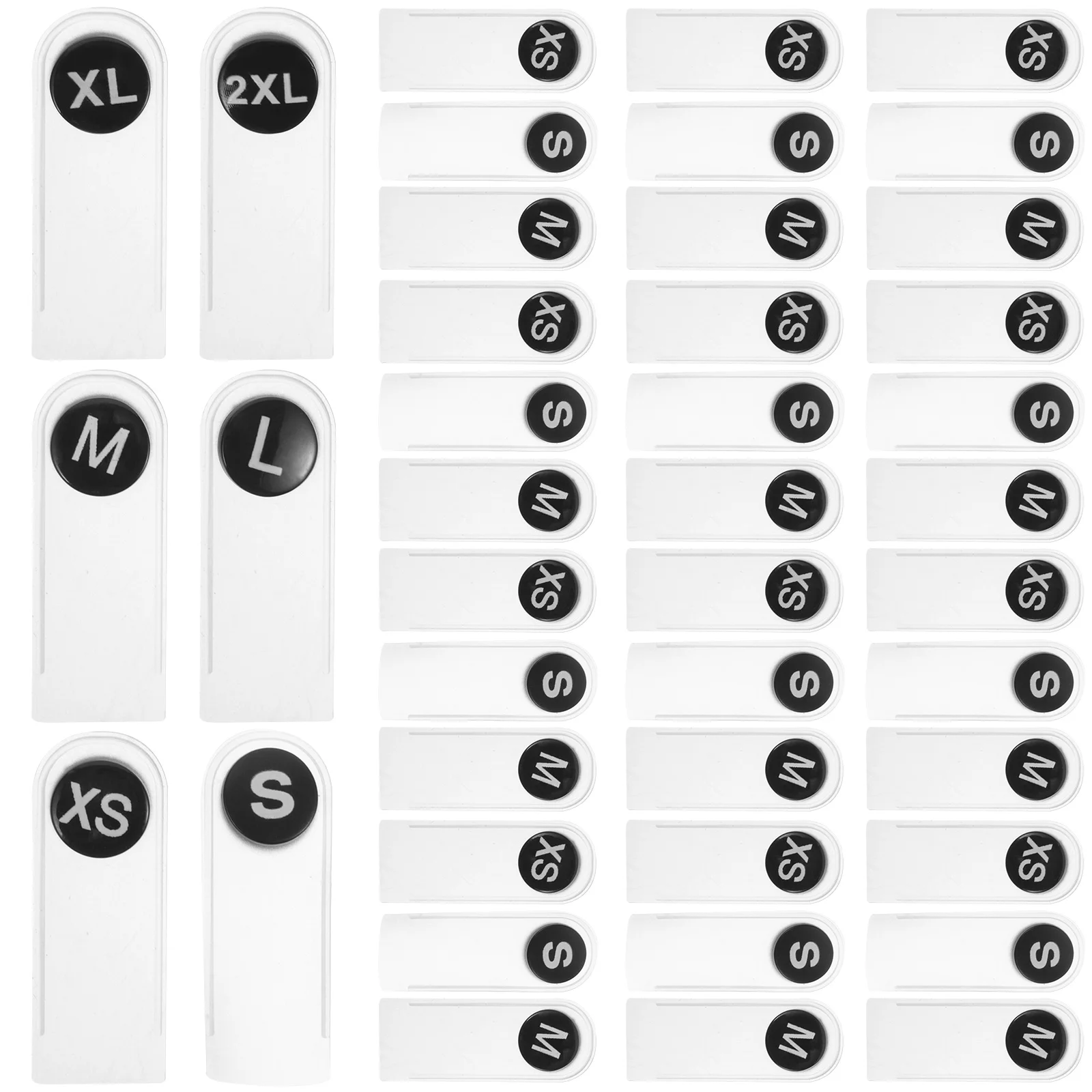 

60Pcs Garments Size Labels Plastic Clothing Tags Round Button Style Durable Clothes Size Display Labels for Store Supplies
