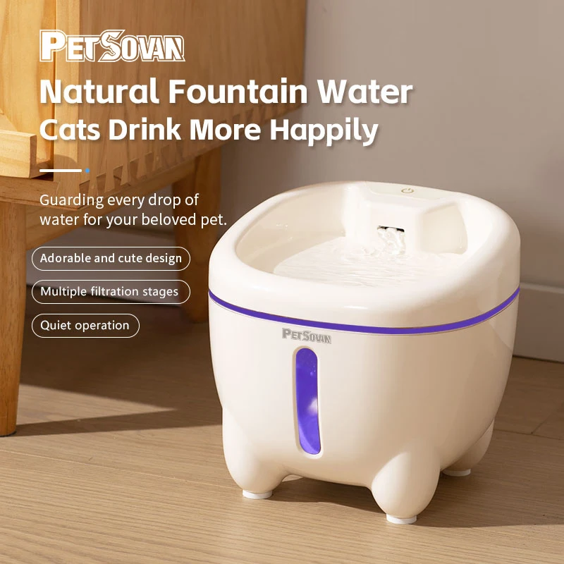 Silent 3L Cat Water Fountain Wireless, 4000mAh Rechargeable Pet Water Bowl with 4-Stage Filter & Smart Level Detection