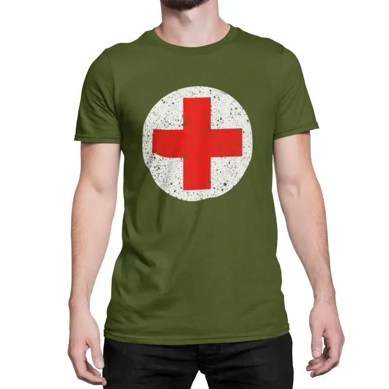 Mens Military Green T Shirt Army Medic Fashion Fancy Dress Stag Weekend