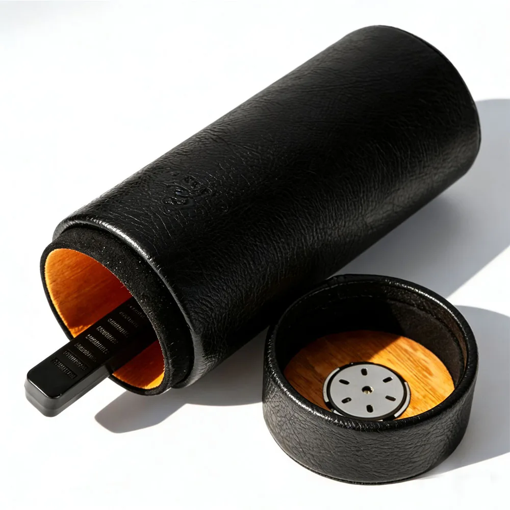 

GALINER Leather Cigar Case Cedar Wood Lind Humidor With Cigar Humidifier Hygrometer Storage Cigar Box Jar Tube