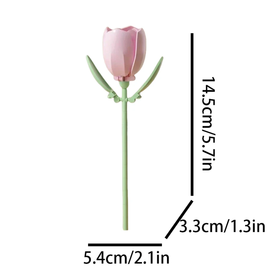 Four building block flowers form a group. Roses, hibiscus, tulips building blocks flowers. Beautiful desktop decorations,gifts.