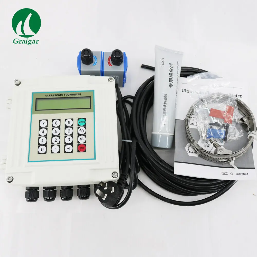 Digital TUF-2000SW+TM-1 Ultrasonic Flow Meter Set DN50-700mm Liquid Flowmeter