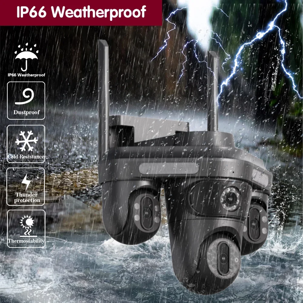 12MP 4K Three Lens Three Screens PTZ IP Camera Outdoor HD Wifi Security Camera Ai Auto Tracking Home Video Surveillance Camera