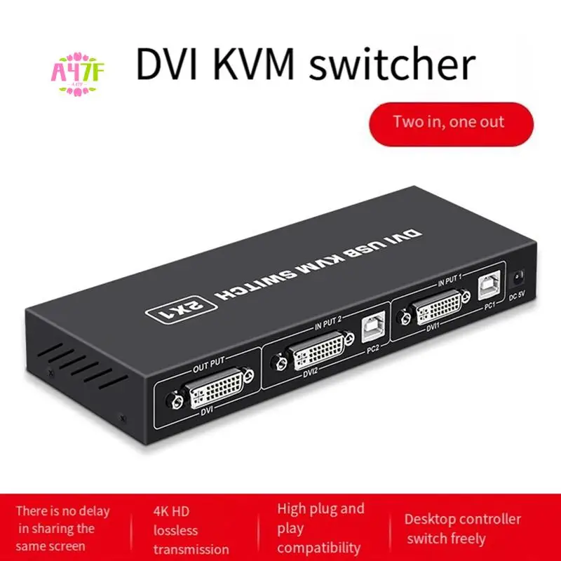 

A47F-DVI KVM Switch 2-In-1 4K Two Computers Shared USB Keyboard Mouse Print Monitor Multi-Function Switching Screen
