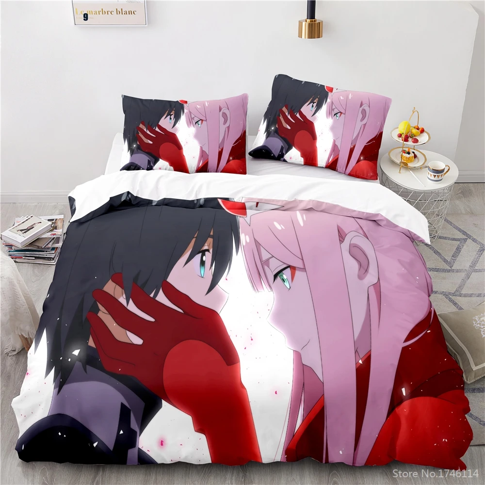 3D Cartoon Darling In The FRANXX Printed Bedding Set 2/3pcs Comforter Cover / Duvet Cover Set Bed Linens Bedclothes Home Textile