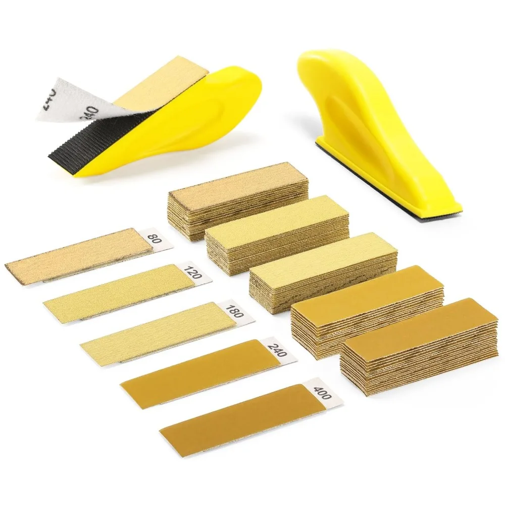 50-teiliges Schleifpapier-Set mit 1 Handschleifblock, 80-400 Körnung, Nass- und Trockenschleifpapier für Holz- und Metallpolitur