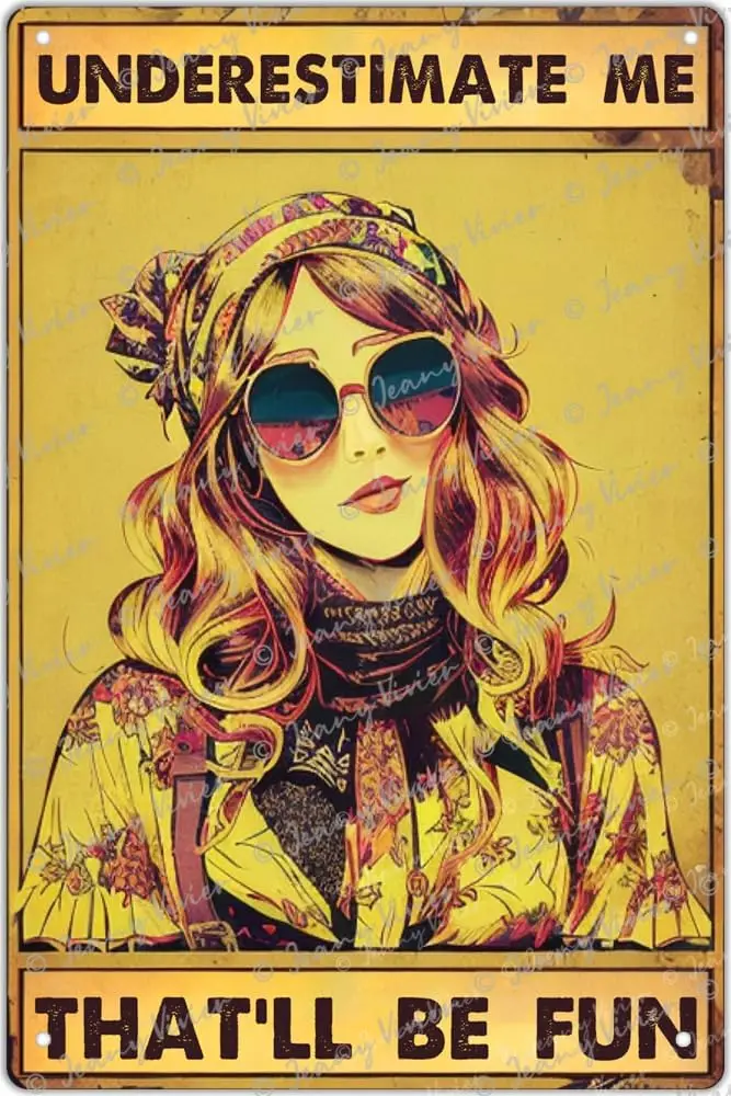 1P,Underestimate Me That;Ll Be Fun Metal Tin Sign - Funny Saying For Women - Bff Best Friend Gift For Woman - Motivation Office