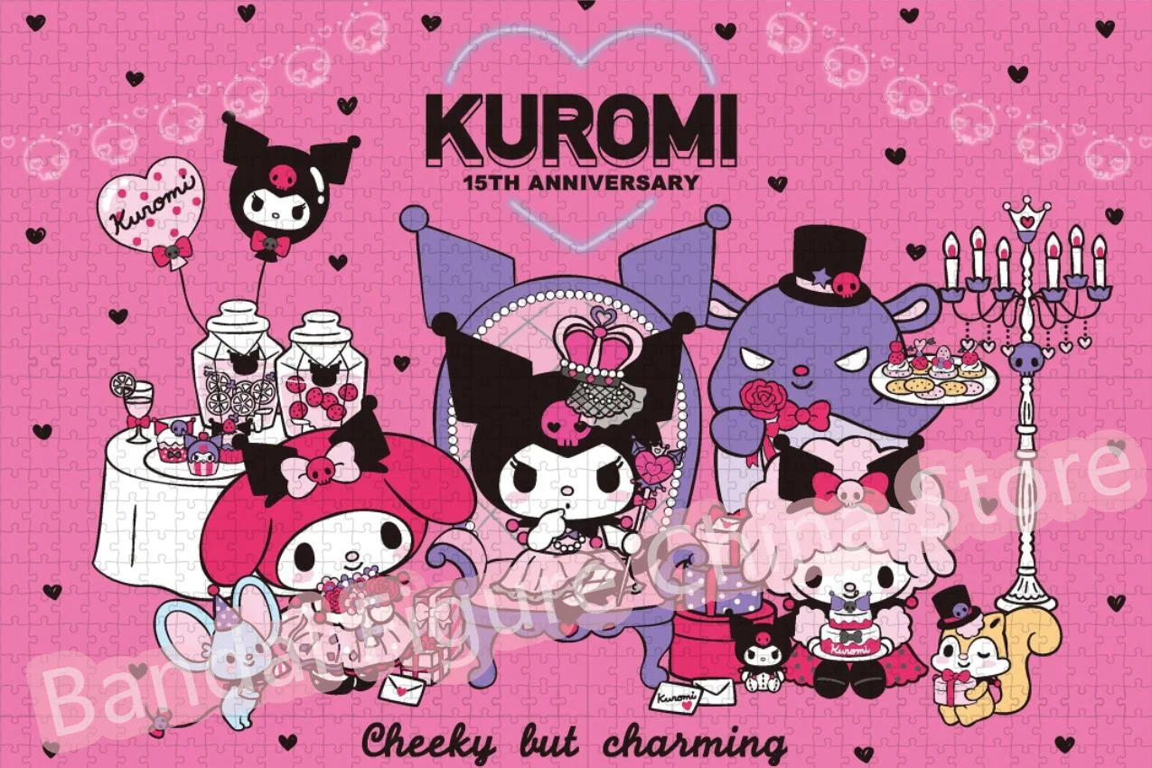 300/500/1000 Pieces Stress Relief Toy Puzzle Sanrio Characters Kuromi Mymelody Jigsaw Puzzle Family Christmas Birthday Gifts