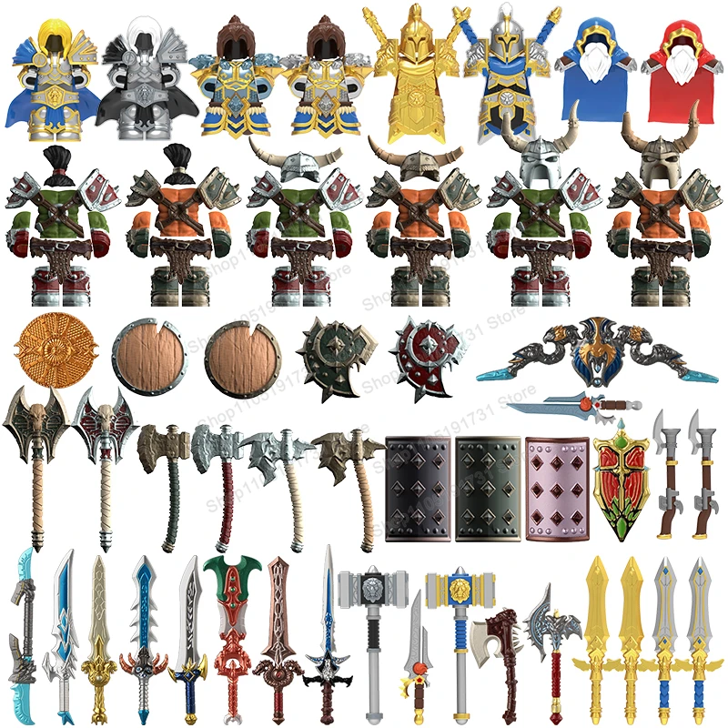 ГОРЯЧИЕ средневековые рыцари, игра Warcraft Orc, мини-фигурки, кирпичи, аксессуары, наборы строительных блоков, детские игрушки DT8905 DT8904