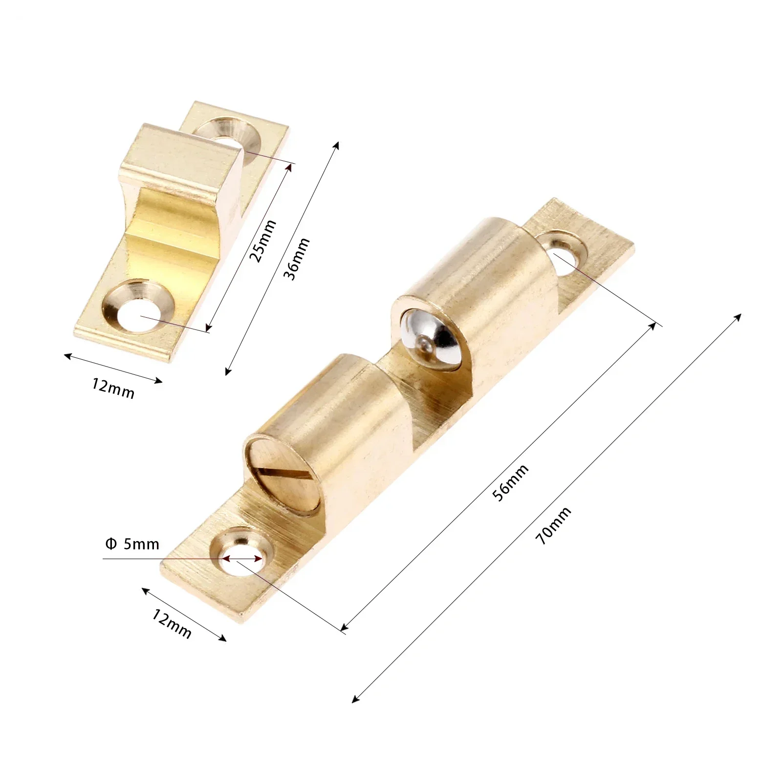 4 قطعة 70 مللي متر النحاس مزدوجة الكرة الصيد خزانة مزلاج الباب جميع النحاس اللمس الخرز قفل الباب الربيع كليب خزانة الباب المصيد