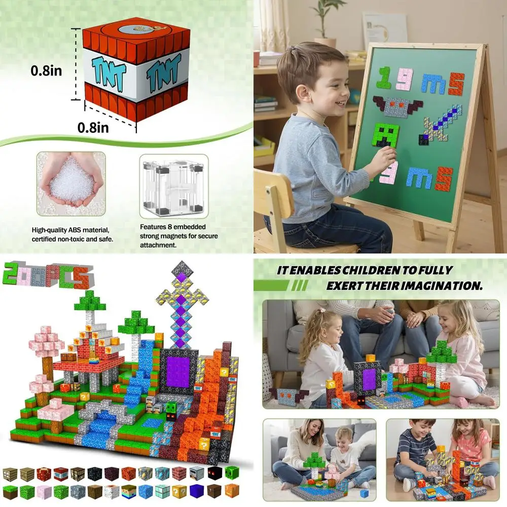 Magnetische Bausteine – 200-teiliges Set für Kinder ab 3 Jahren, 0,8 Würfel, STEM-Spielzeug für Kinder im Alter von 3–12 Jahren, ideal für die Entwicklung von Baukähigkeiten