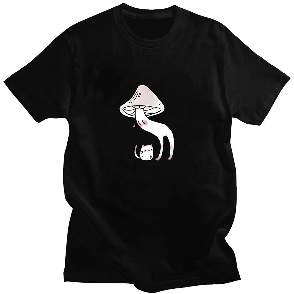 Mushroom Kitty T-shirt Anime Print Cartoon Comfortable Tee-shirt Short Sleeve Comic Retro Tshirt Ropa Hombre High Quality Tees