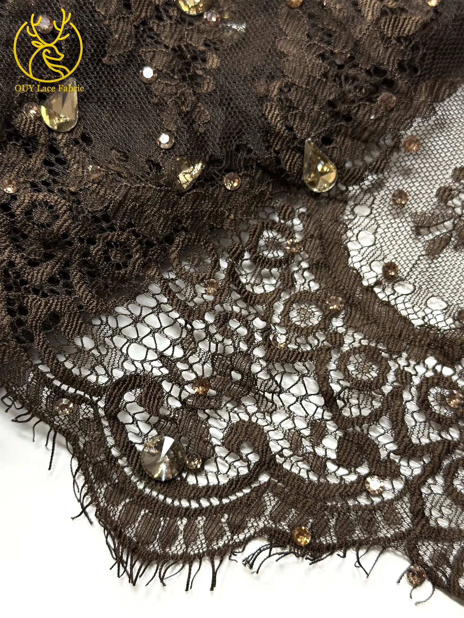 Roter nigerianischer Spitzenstoff, hochwertige afrikanische Milchseide mit Steinen, Guipure-Kordel für Damen-Partykleider, DIY-Nähzubehör, 3 Meter – Detail 24