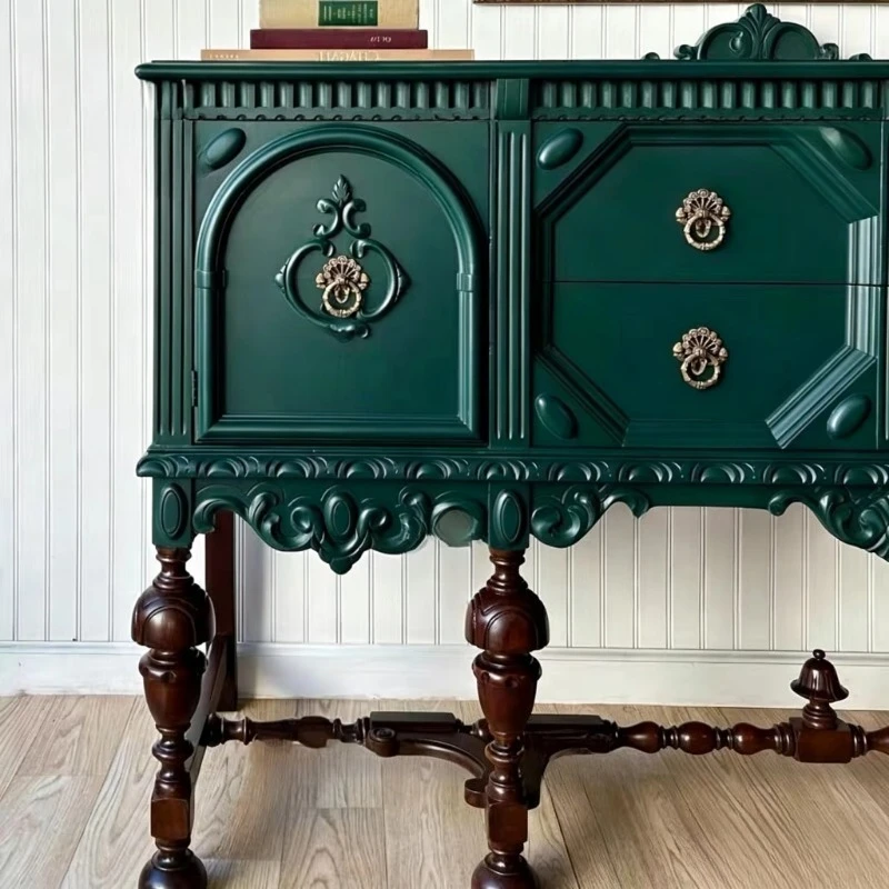 American solid wood dining side cabinet French imitation old locker villa entrance decorative cabinet living room home furniture