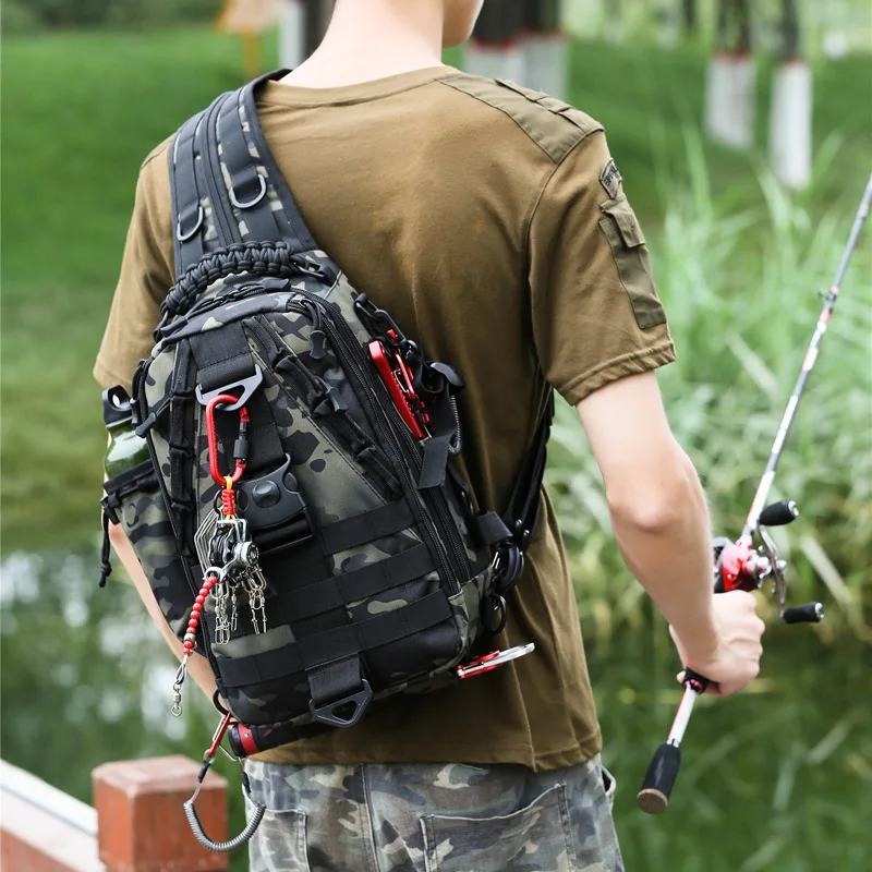 Imagem -04 - Pesca ao ar Livre Combater Bolsa Impermeável Caminhadas Ciclismo Viagem Mochila Ombro Tactical Bolsa Peito Peixe Iscas Ferramentas Mochila