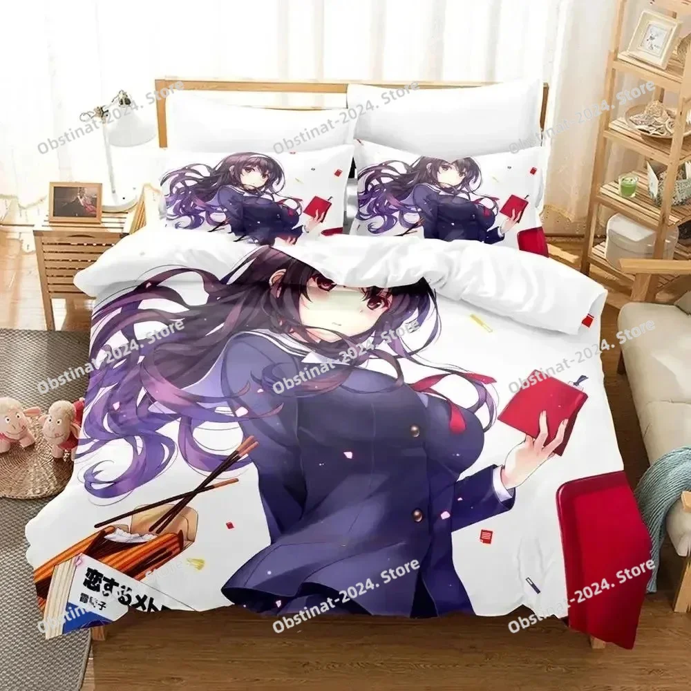 

3D Anime Megumi Kato Saekano Bedding Set Duvet Cover Bed Set Quilt Cover Pillowcase Comforter king Queen Size Boys Adult Bedding