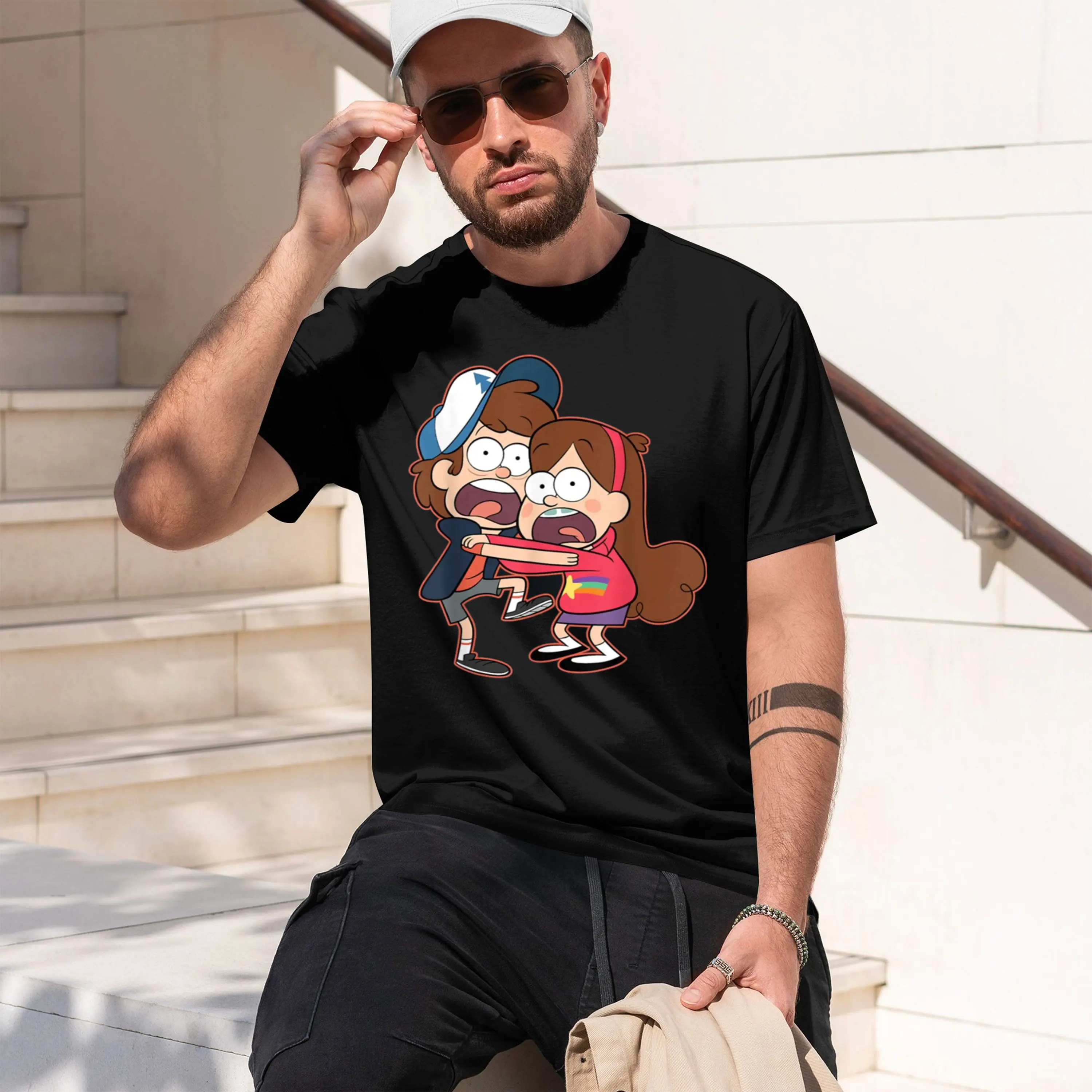 Dipper And Mabel Pines T-Shirt Small Summer short-sved breathable sweat-wking versatile fashion T-shirt for ba-to-sool season, u