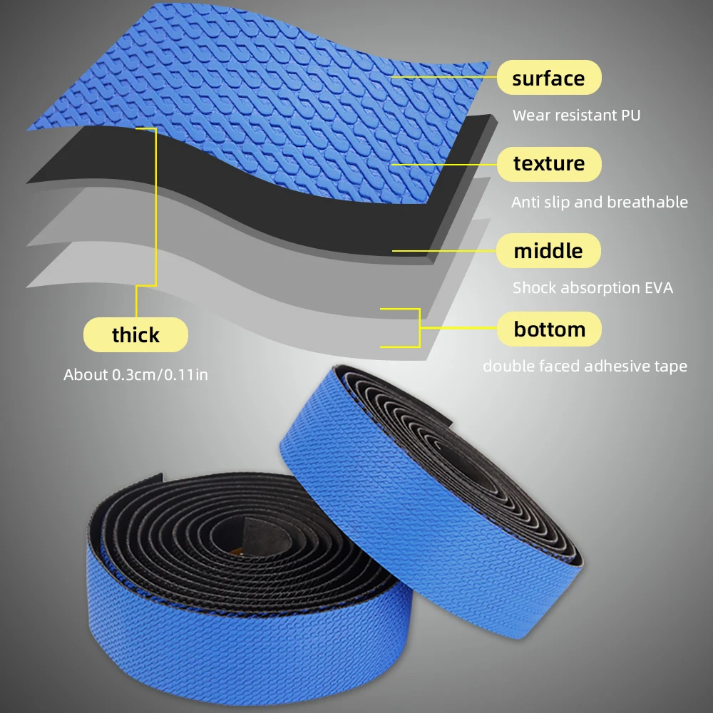 VXM Road Bicycle PU EVA Handlebar Tape Professional Wrapper Non-slip Shockproof Gradient color Cycling Balance Bike Tape Part