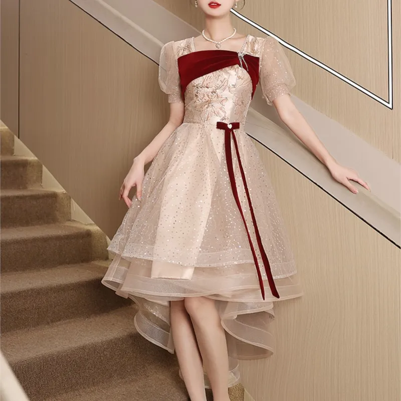 نخب فستان الموضة الأحمر الأنيق الجديد