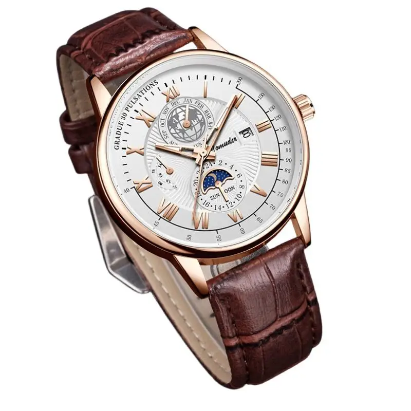 Men's Quartz Watch Male Business Leather Strap Wristwatch Waterproof Premium Quality Durable Daily Wear Fashion Timepiece