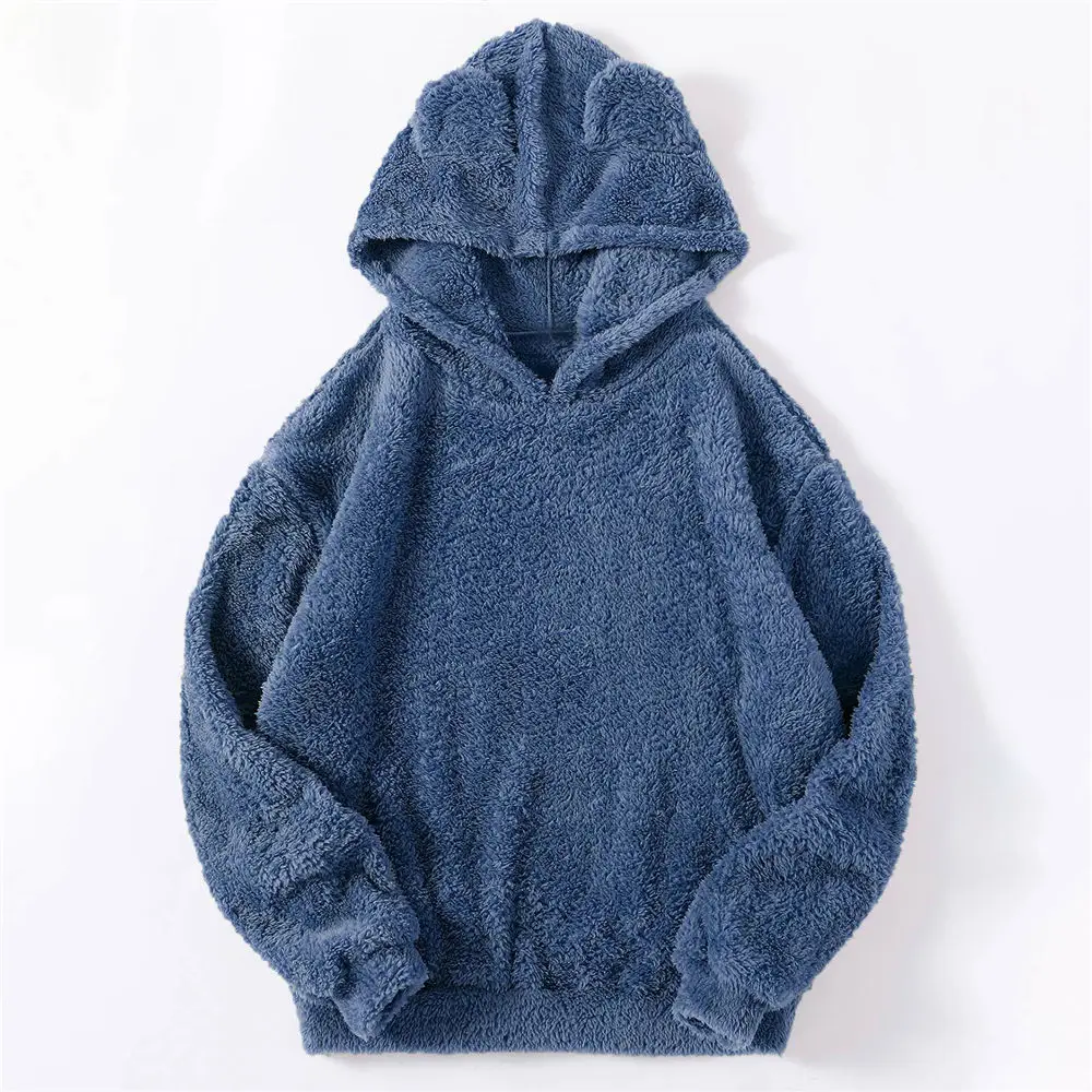 Winter Sherpa Fleece Sweater Fluffy Kawaii Teddy Bears Pullover Hooded Loose Fuzzy Tops Spring Warm Sweatshirts