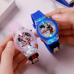 Disney-reloj electrónico Digital luminoso para niños y niñas, cronógrafo con puntero LED de dibujos animados de Mickey y Minnie Mouse, regalo de cumpleaños, novedad