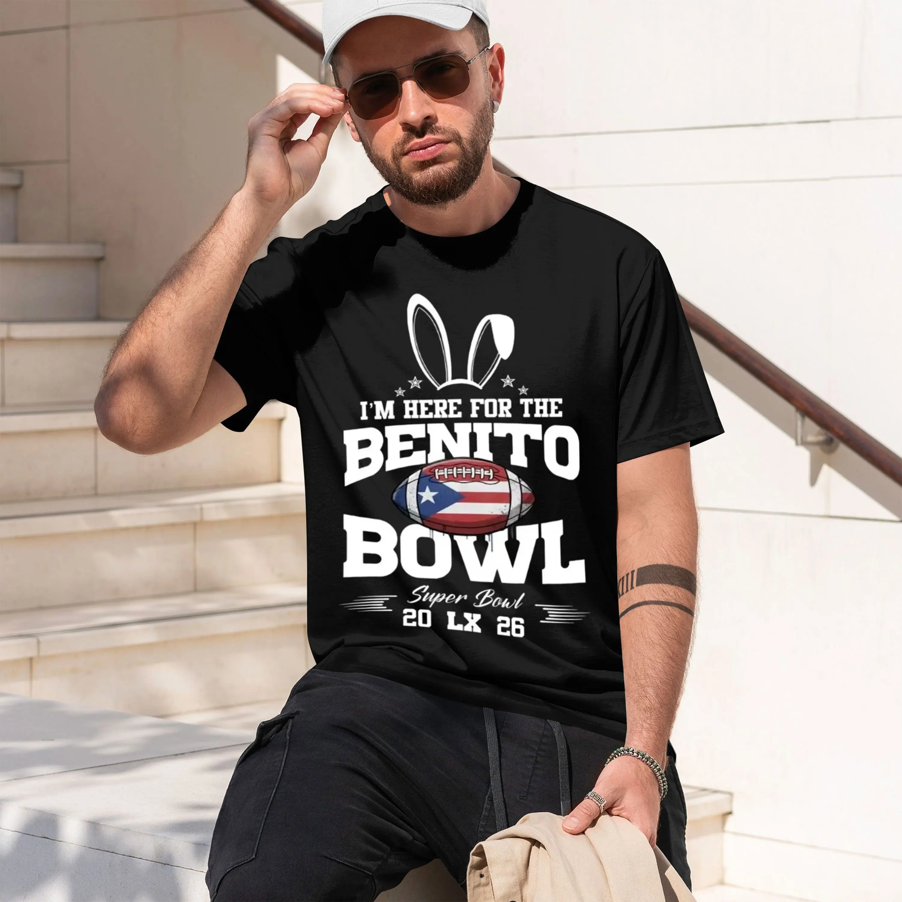 Casual Graph Men's T-Shirt Bento Bowl 2023 Puerto Ro Flag Football Design For Game Day Events And Sports Fans Gift For And Famil