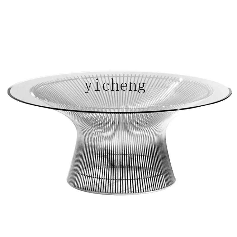 

Журнальный столик XL Platner из нержавеющей стали, стеклянный круглый стол для отдыха