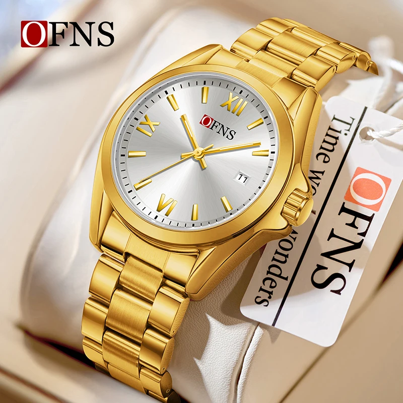 Fashion Ofns 2026 New Business Women Quartz Watch 3atm Waterproof Sun Pattern Dial Steel Strip Roman Scale Simple And Versatile